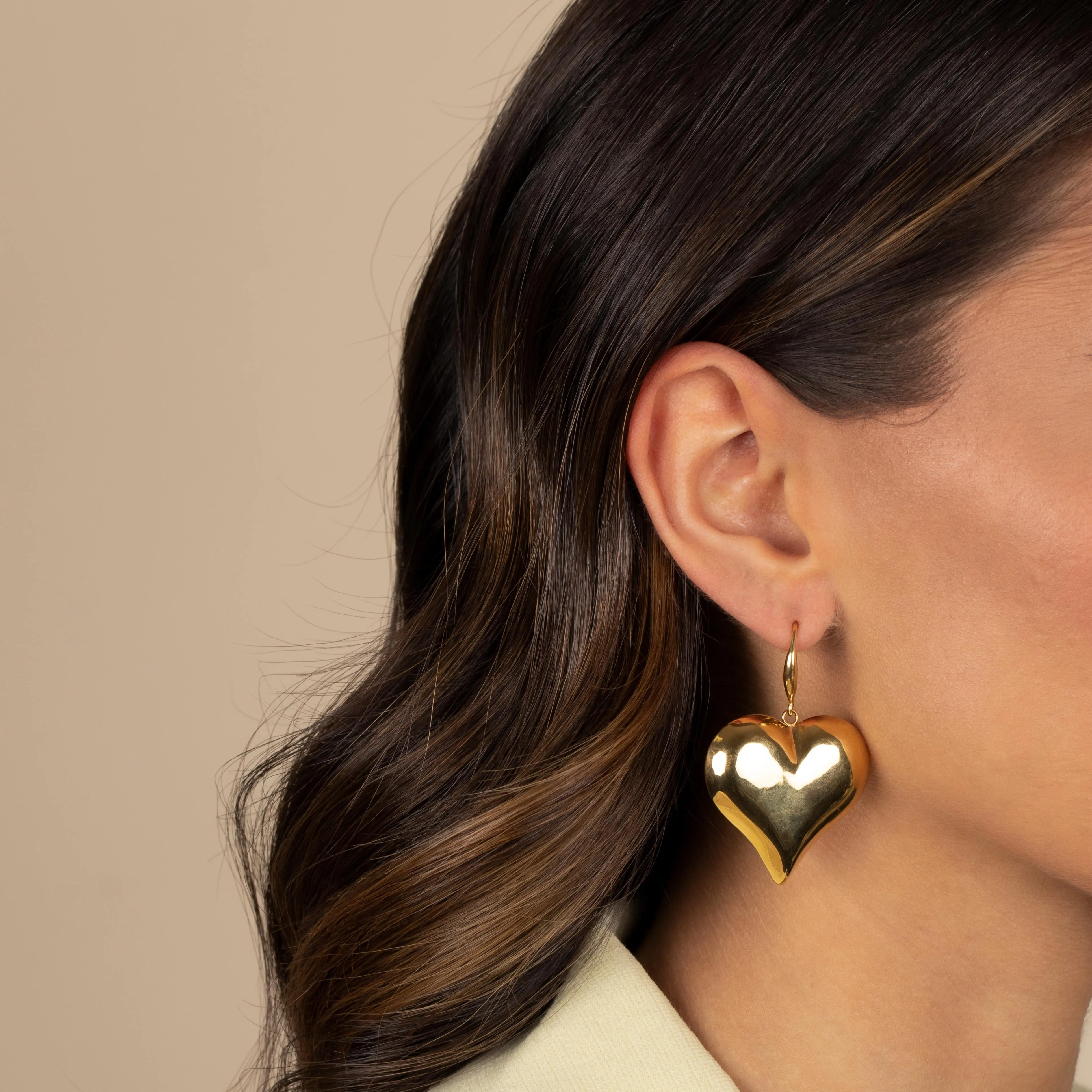 Solid Puffy Dangling Huggie Earring sold by Adina Eden's product image thumbnail 2