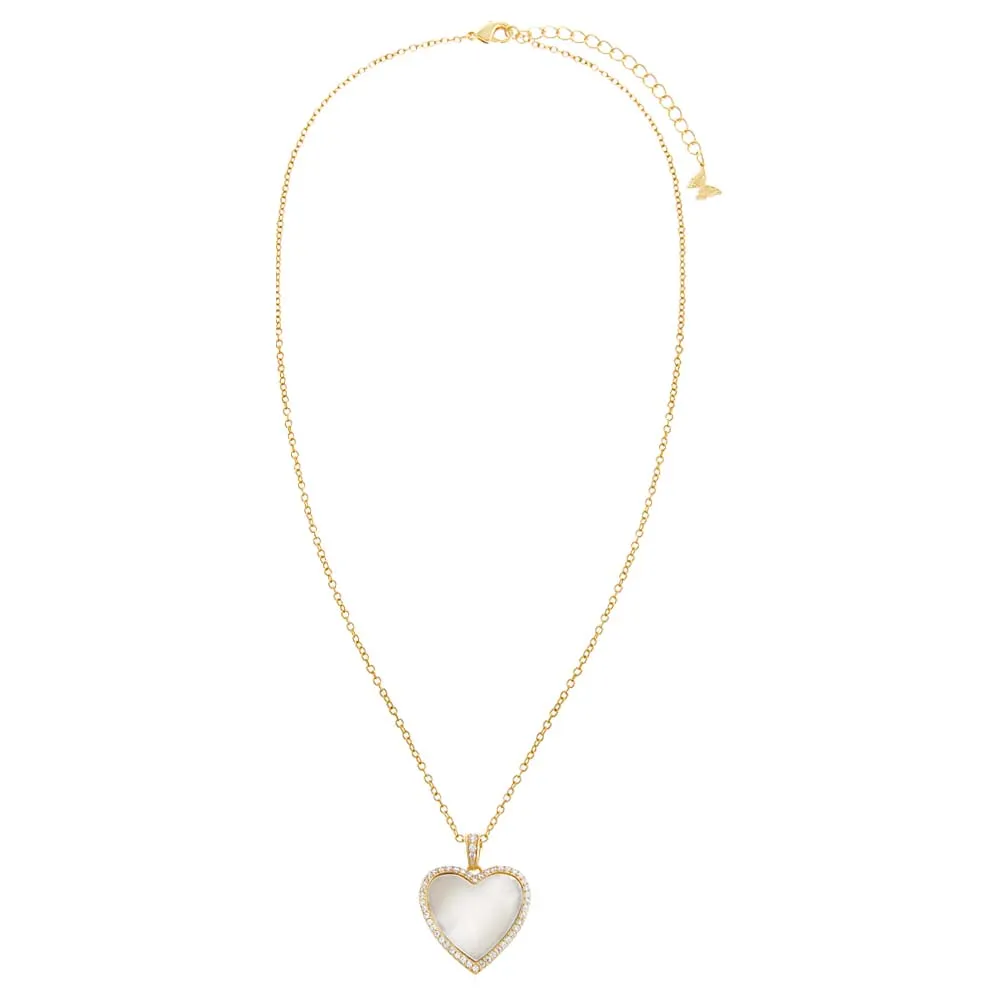 Pave Outlined Stone Heart Pendant Necklace sold by Adina Eden's product image thumbnail 4