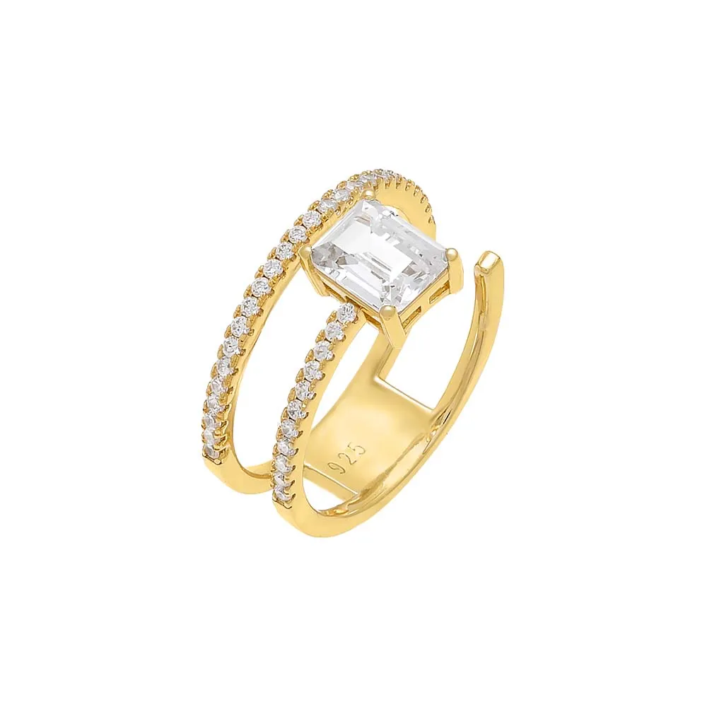 Emerald Half Wrap Pavé Ring sold by Adina Eden's