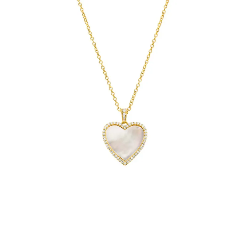 Pave Outlined Stone Heart Pendant Necklace sold by Adina Eden's