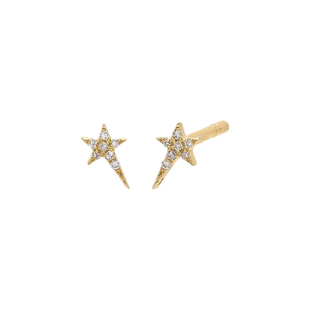 Diamond Pave Shooting Star Stud Earring 14K sold by Adina Eden's