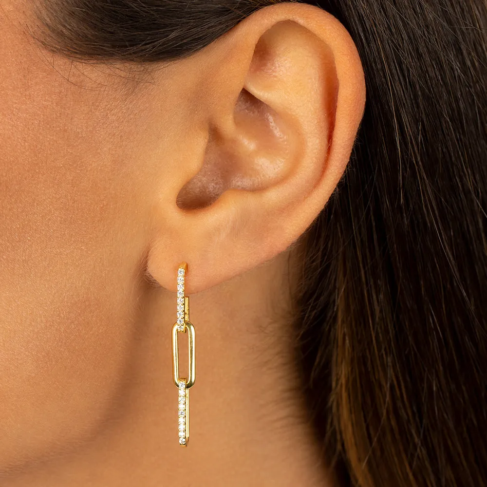 Pavé Paperclip Drop Stud Earring sold by Adina Eden's product image thumbnail 2