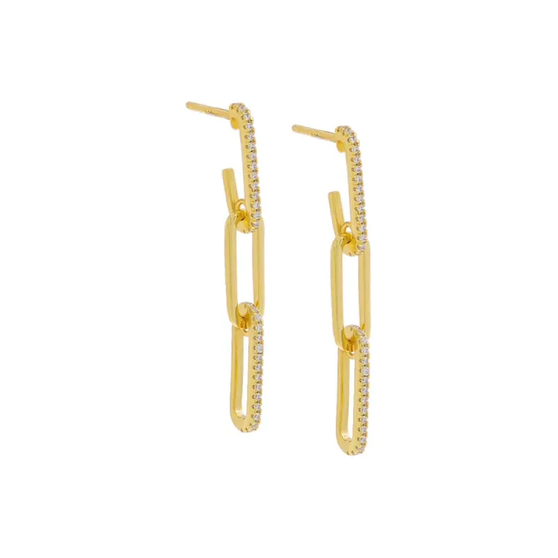 Pavé Paperclip Drop Stud Earring sold by Adina Eden's