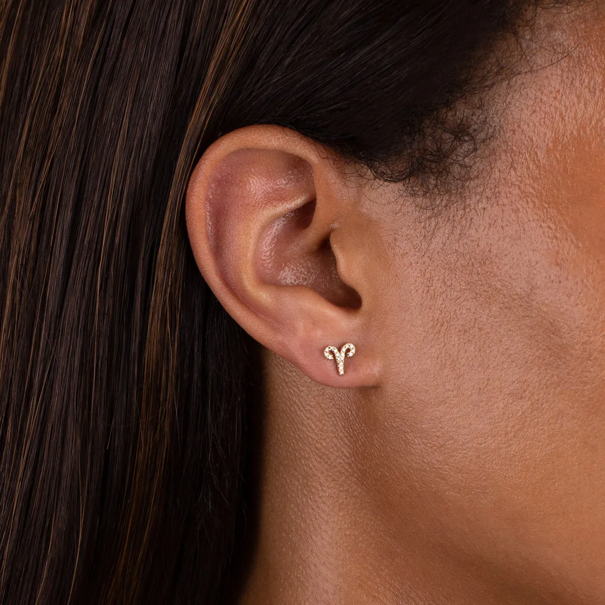 Diamond Zodiac Stud Earring 14K sold by Adina Eden's product image thumbnail 2