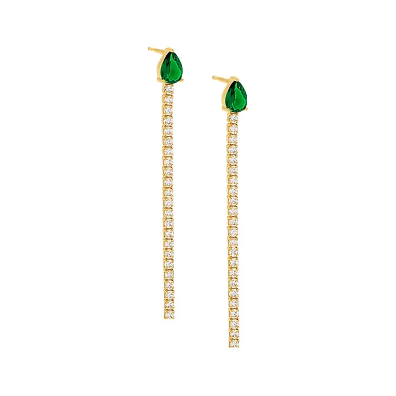 Colored Teardrop Tennis Drop Stud Earring sold by Adina Eden's