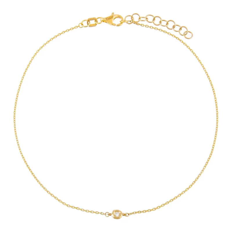 Tiny Diamond Bezel Anklet 14K sold by Adina Eden's