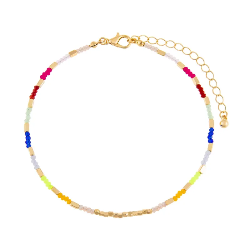 Neon Multi Beaded Anklet sold by Adina Eden's