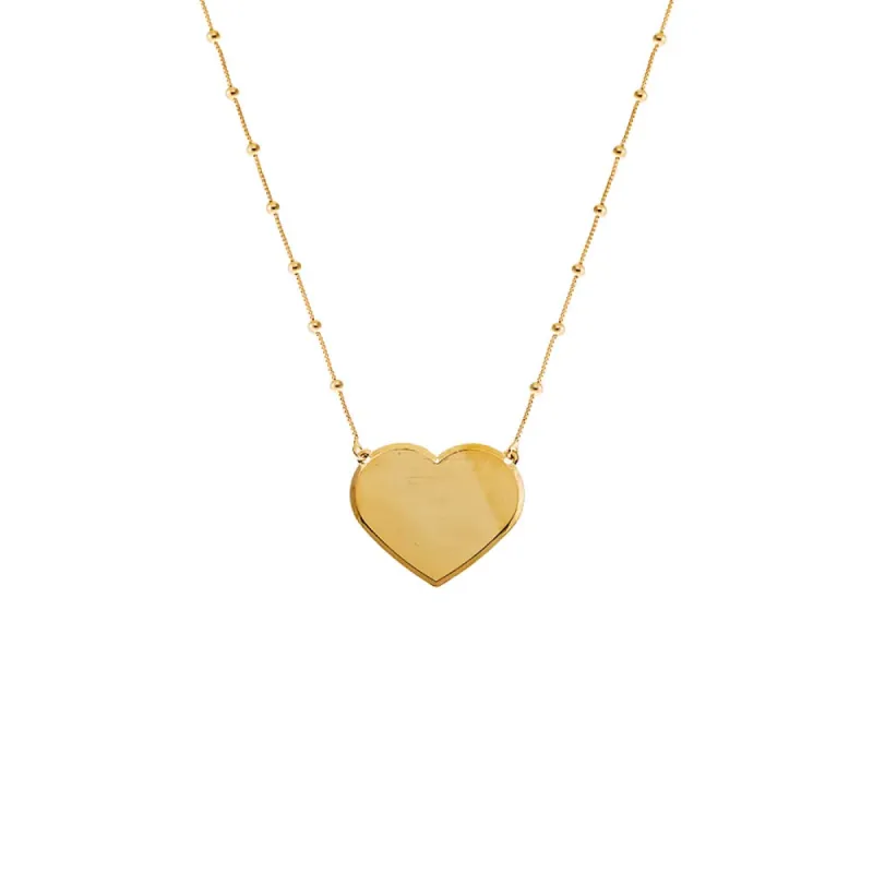 Solid Large Heart X Beaded Chain Necklace sold by Adina Eden's