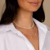 Dangling Diamond Bezel X Pearl Necklace 14K sold by Adina Eden's