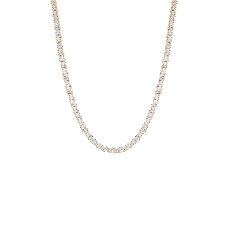 CZ Scattered Baguette Tennis Necklace sold by Adina Eden's