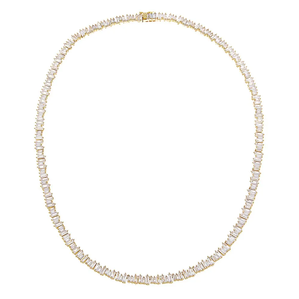 CZ Scattered Baguette Tennis Necklace sold by Adina Eden's product image thumbnail 4
