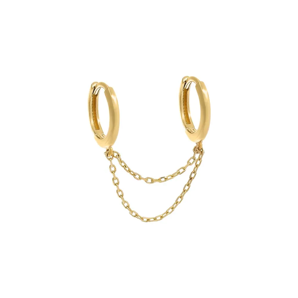 Double Chain Huggie Earring 14K sold by Adina Eden's