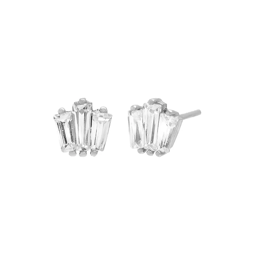 Triple CZ Baguette Stud Earring 14K sold by Adina Eden's product image thumbnail 3