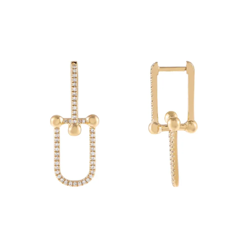 Diamond Pavé U Chain Huggie Earring 14K sold by Adina Eden's