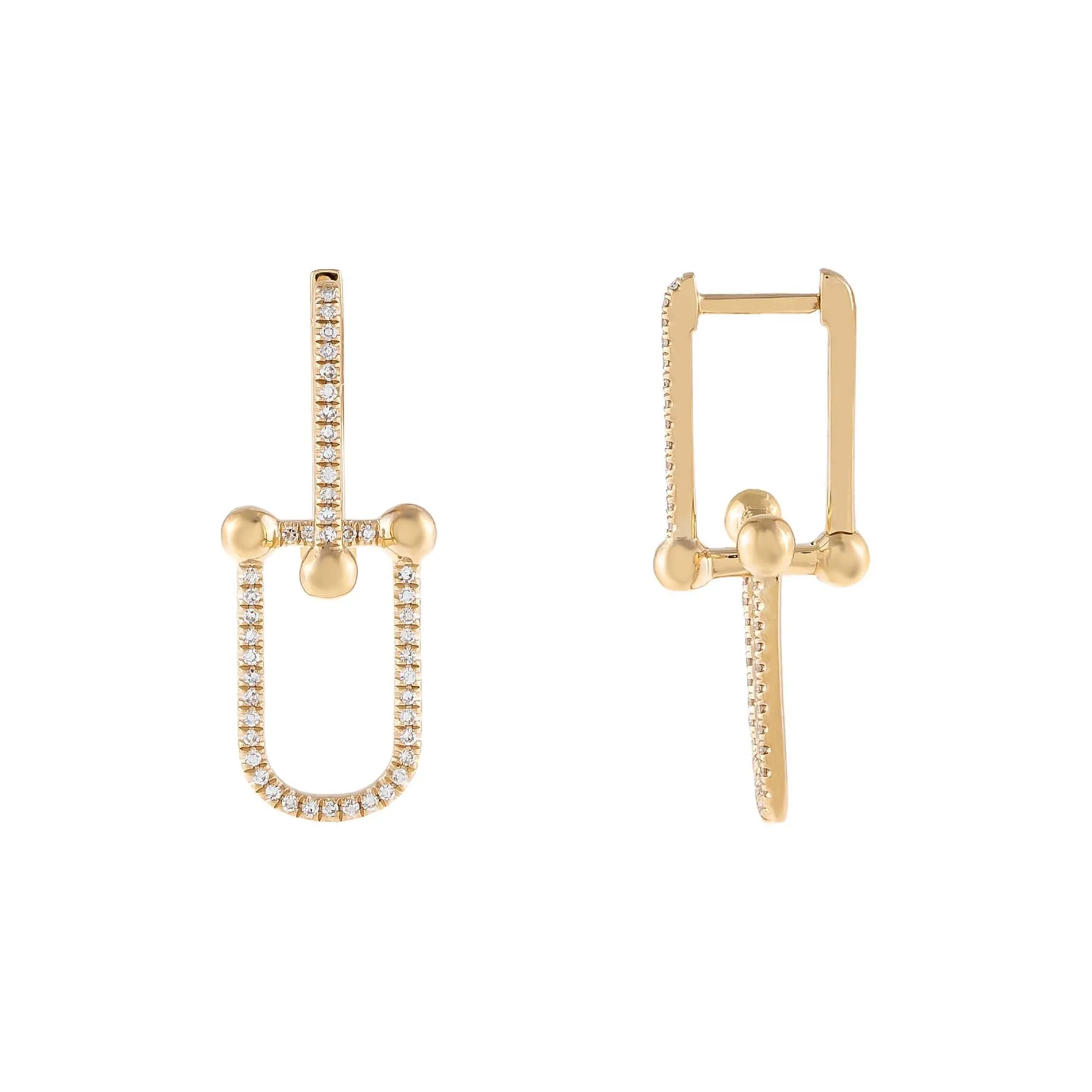 Diamond Pavé U Chain Huggie Earring 14K sold by Adina Eden's