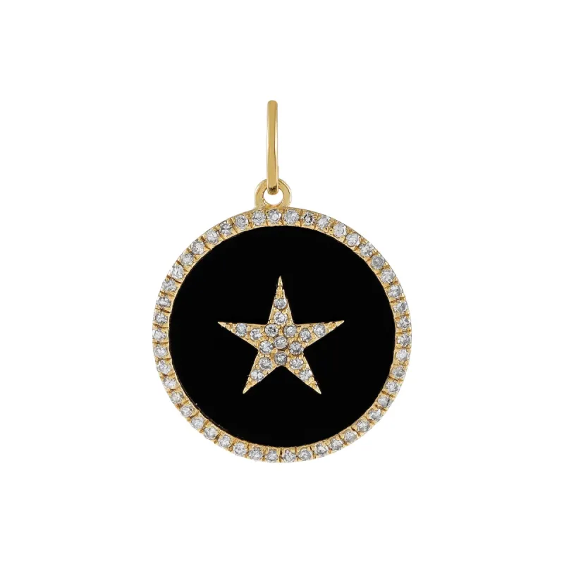 Diamond Onyx Star Charm 14K sold by Adina Eden's