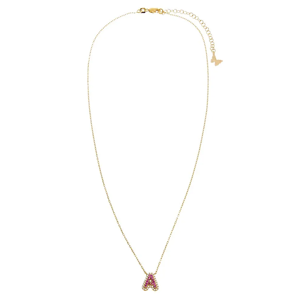 Pave Colored Bubble Initial Necklace sold by Adina Eden's product image thumbnail 3