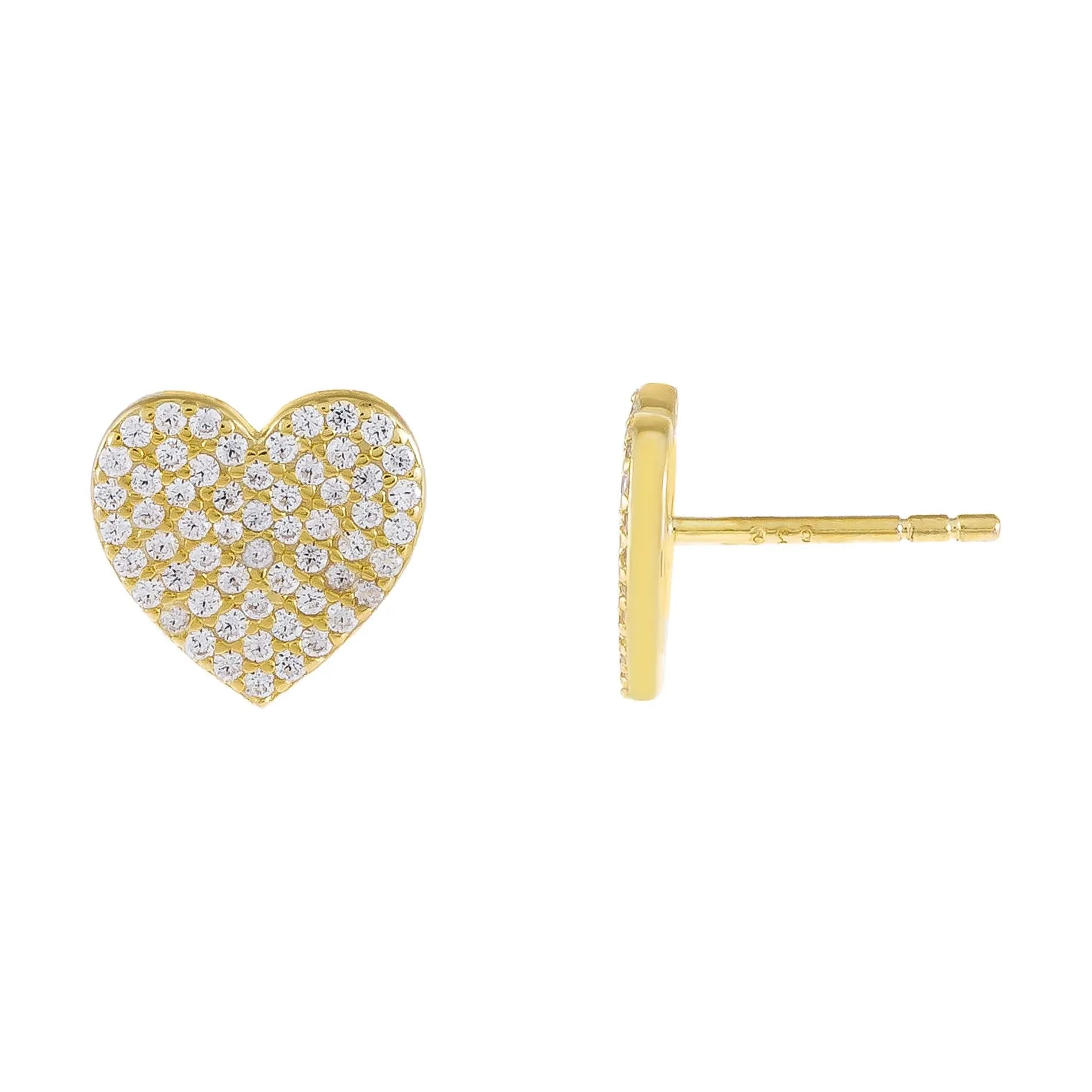 Pavé Large Heart Stud Earring sold by Adina Eden's