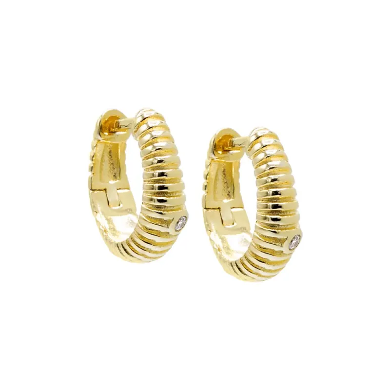 Mini Ridged Graduated Huggie Earring sold by Adina Eden's