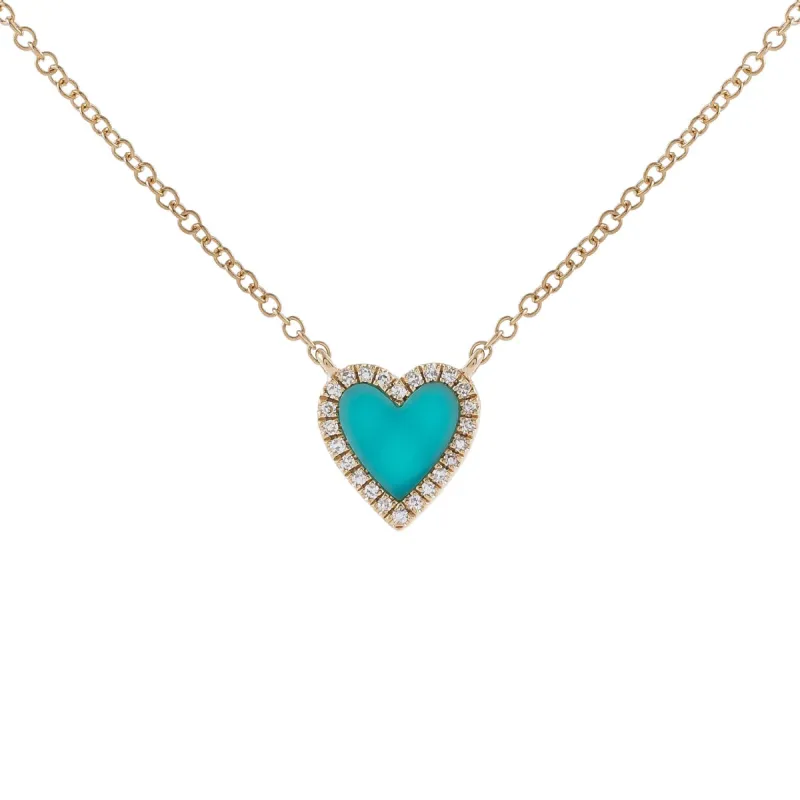 Mini Turquoise Heart Necklace 14K sold by Adina Eden's