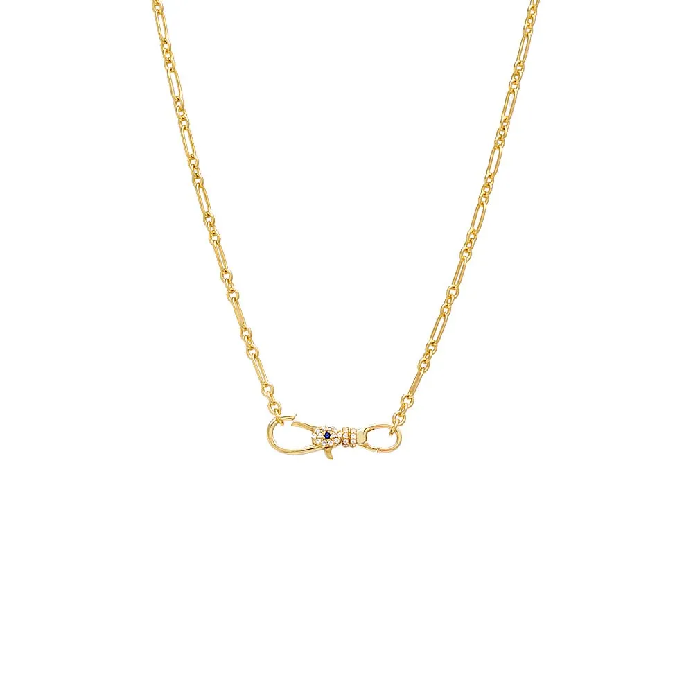 Pave Evil Eye Clasp Chain Necklace sold by Adina Eden's