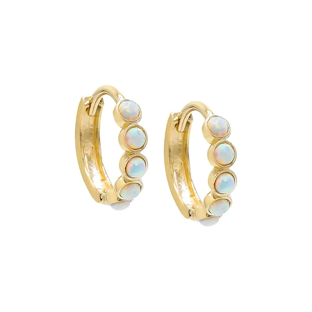 Opal Bezel Huggie Earring 14K sold by Adina Eden's