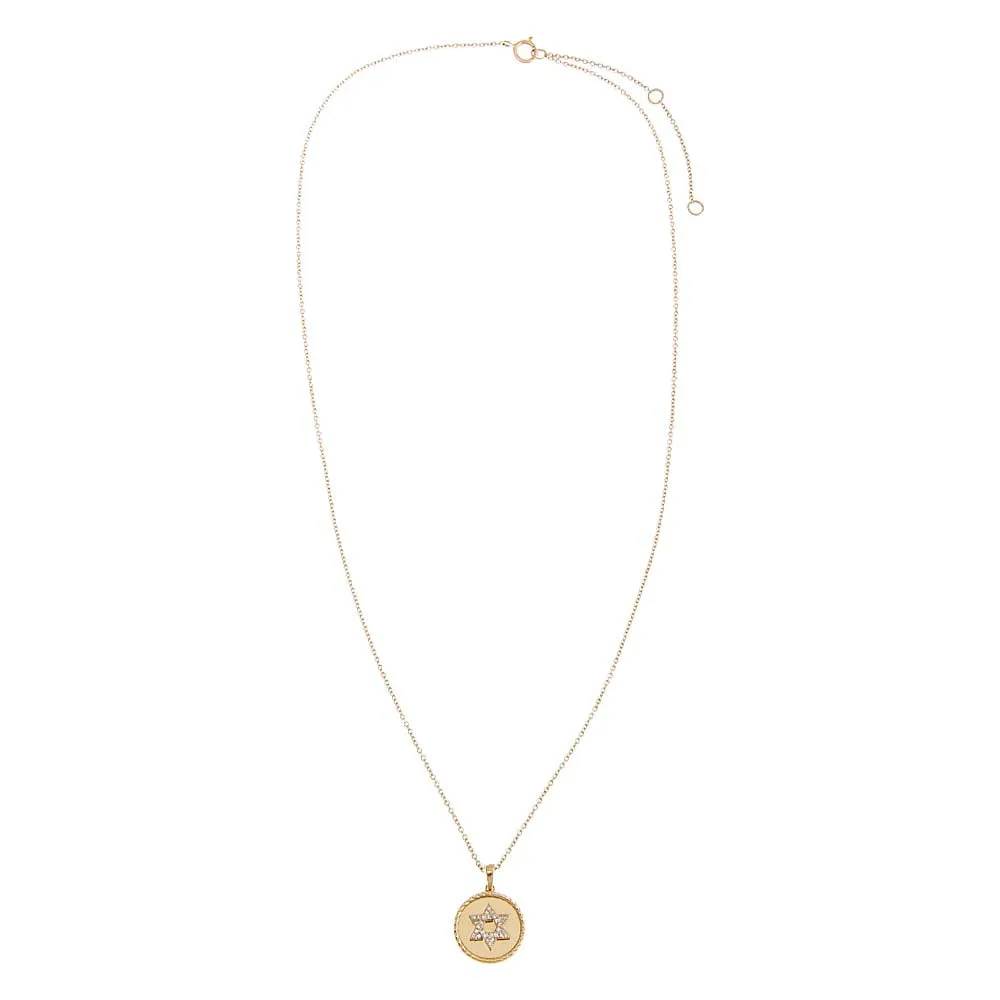 Diamond Pave Star Of David Disc Necklace 14K sold by Adina Eden's product image thumbnail 3
