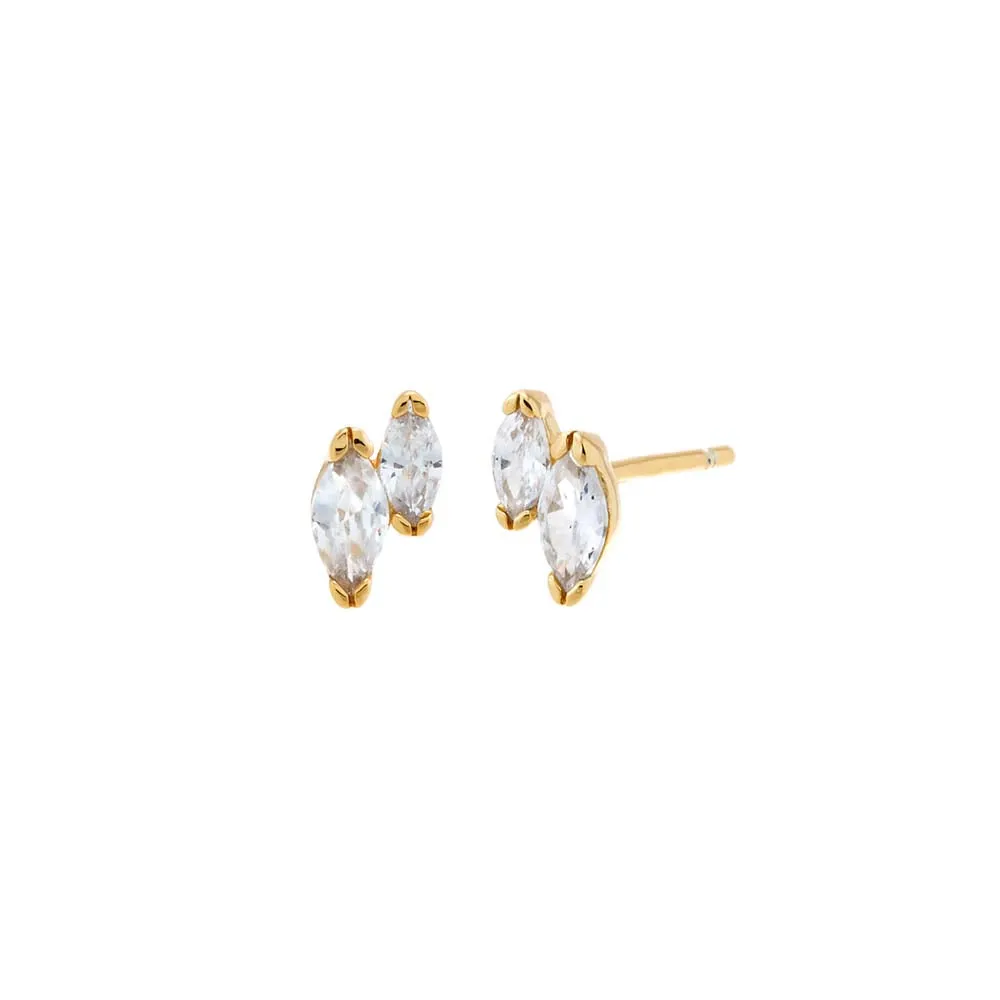 Tiny CZ Double Marquise Stud Earring sold by Adina Eden's