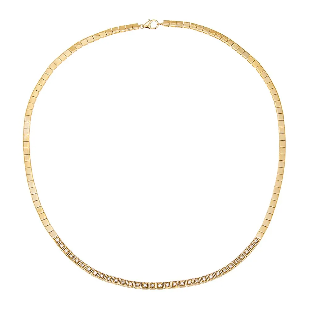 Diamond Bezel Princess Cut Tennis Necklace 14K sold by Adina Eden's product image thumbnail 3