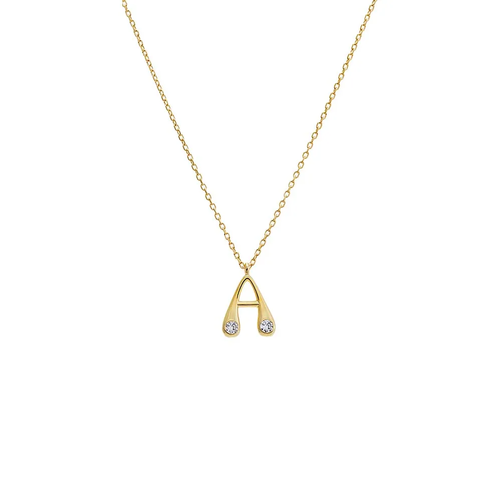 Double CZ Puffy Initial Necklace sold by Adina Eden's
