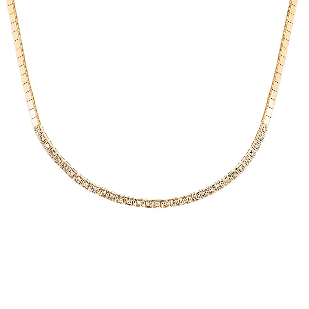 Diamond Bezel Princess Cut Tennis Necklace 14K sold by Adina Eden's