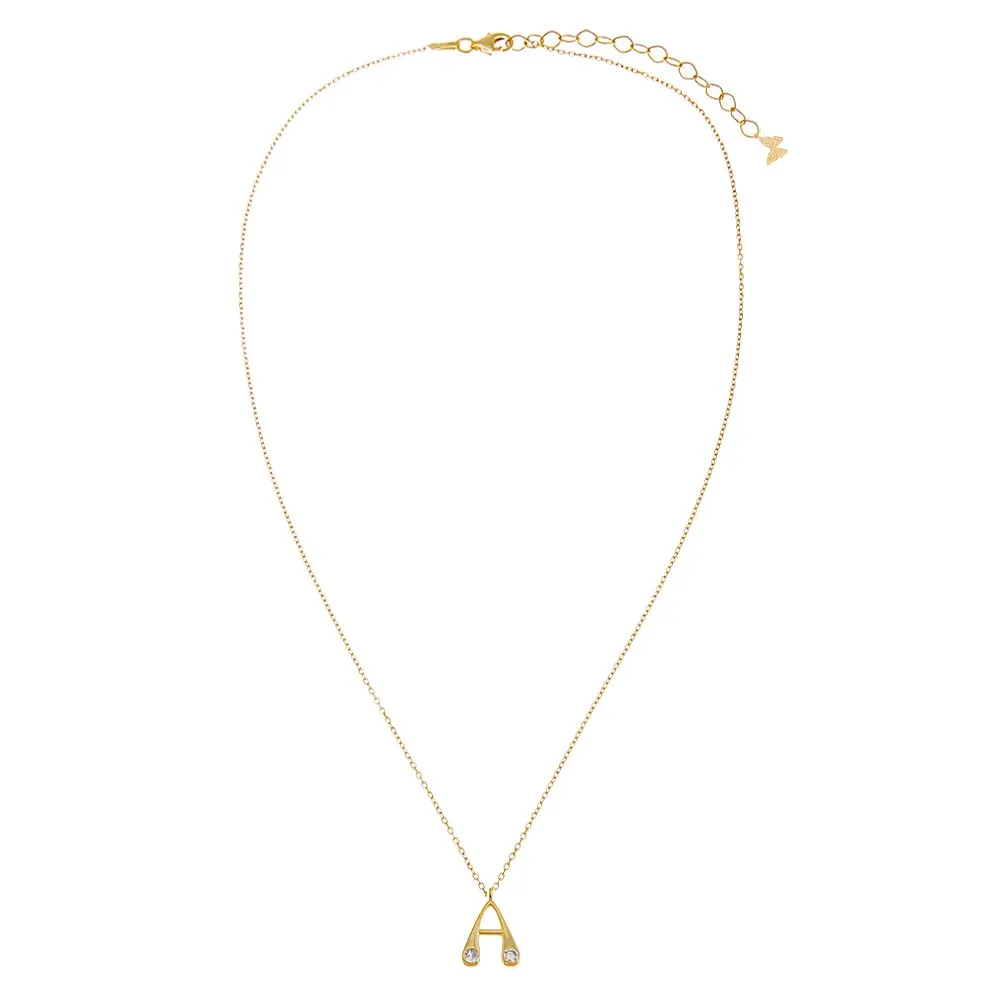 Double CZ Puffy Initial Necklace sold by Adina Eden's product image thumbnail 2