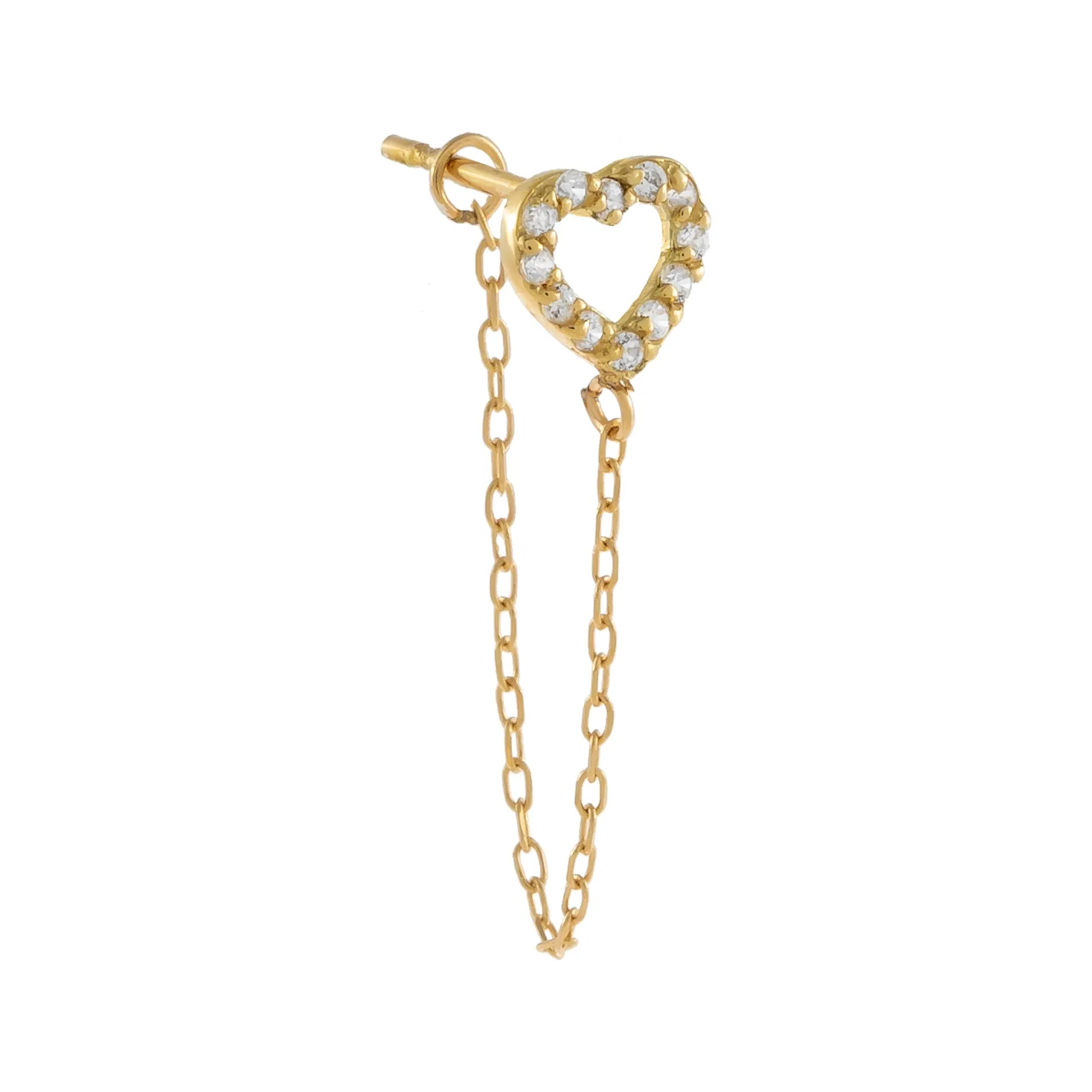 CZ Open Heart Chain Stud Earring 14K sold by Adina Eden's