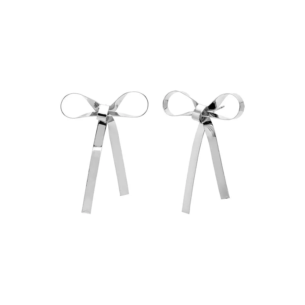 Solid Ribbon Drop Stud Earring sold by Adina Eden's product image thumbnail 3