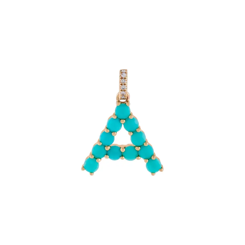 Turquoise Initial Charm 14K sold by Adina Eden's