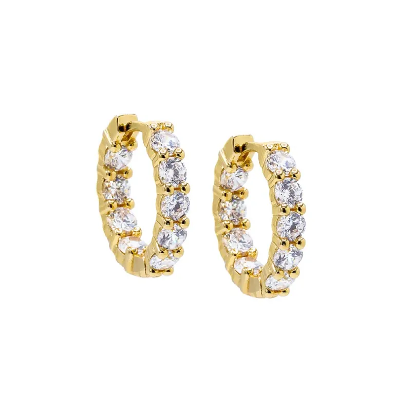 Mini CZ Tennis Huggie Earring sold by Adina Eden's