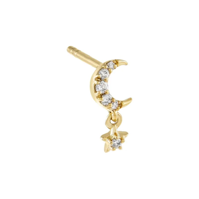 Diamond Mini Celestial Stud Earring 14K sold by Adina Eden's