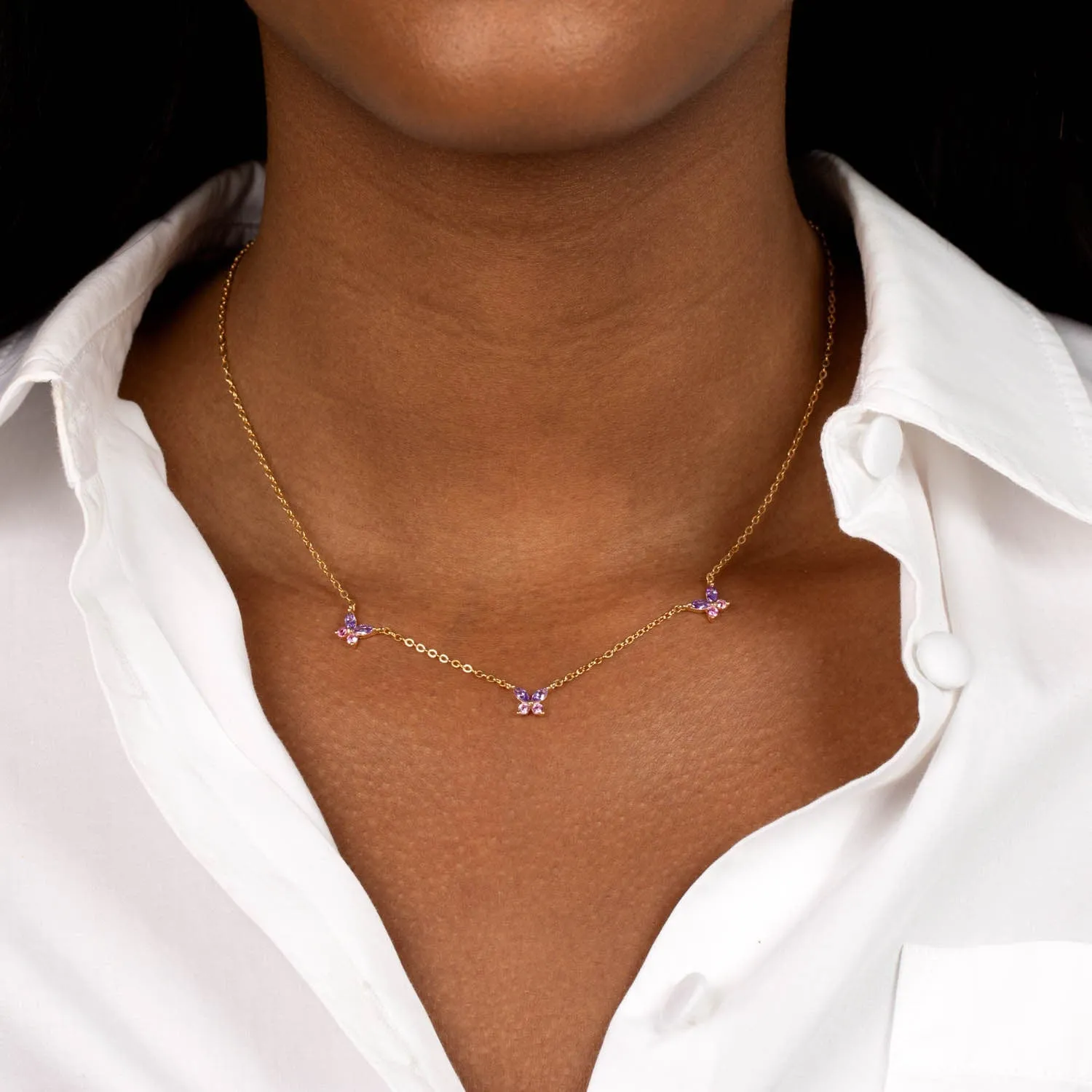 Pastel Crystal Butterfly Necklace sold by Adina Eden's product image thumbnail 2