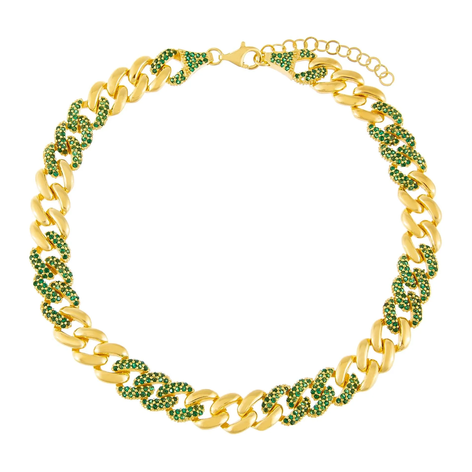 Pavé Emerald Green Chain Link Anklet sold by Adina Eden's