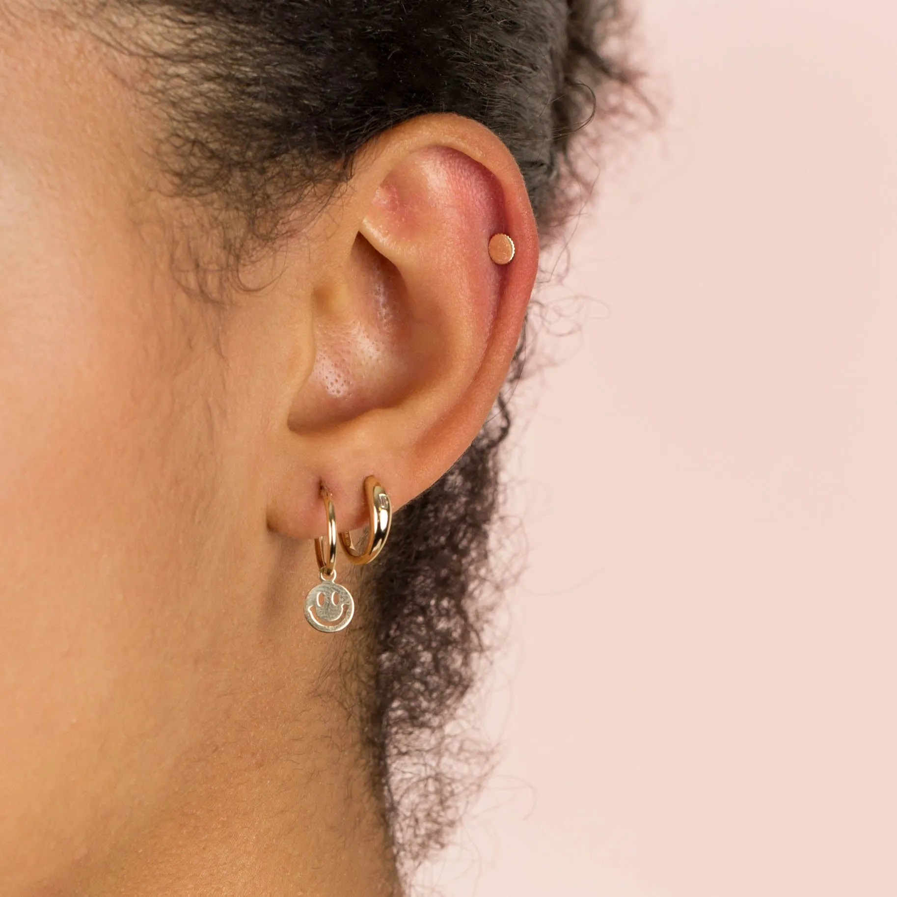 Diamond Baguette Hollow Dome Huggie Earring 14K sold by Adina Eden's product image thumbnail 2