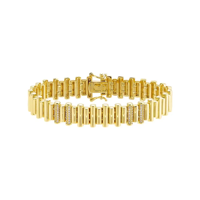 Solid/Pave Ridged Tennis Bracelet sold by Adina Eden's