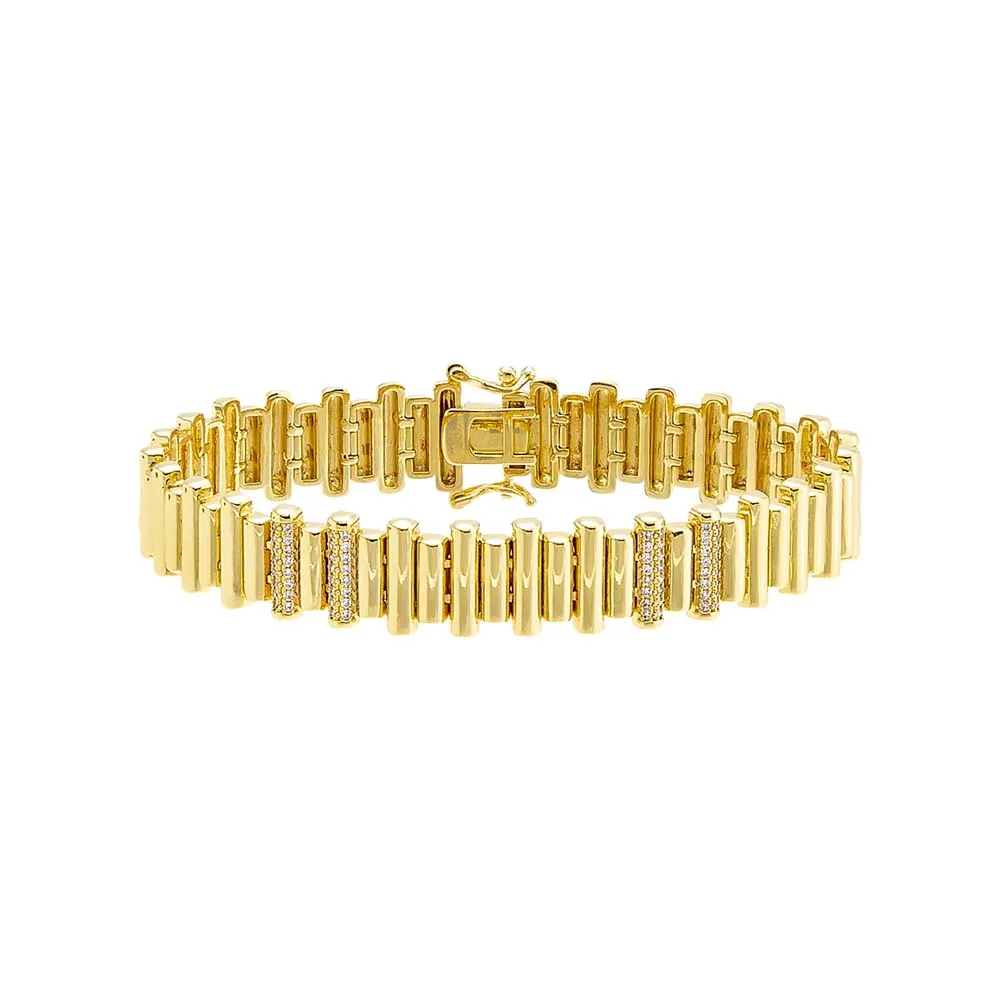 Solid/Pave Ridged Tennis Bracelet sold by Adina Eden's