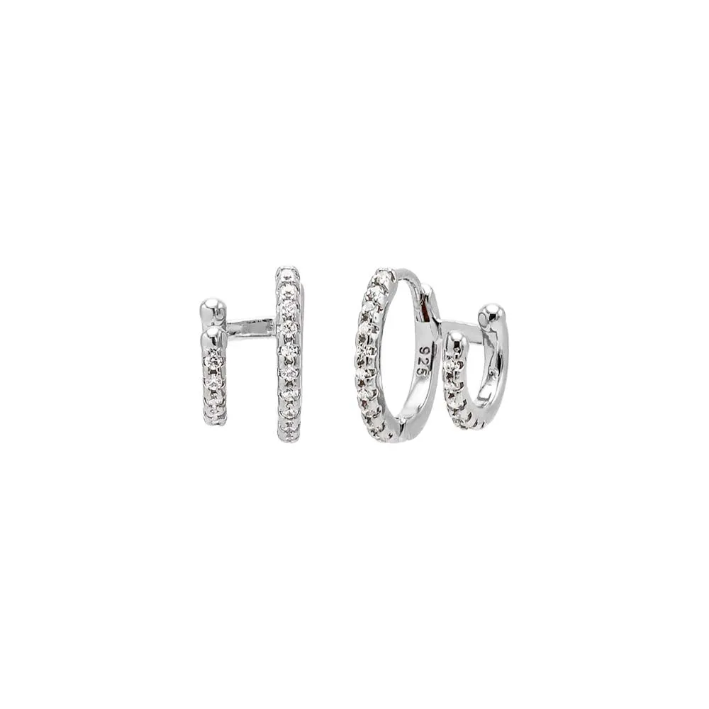 CZ Pave Double Huggie Earring sold by Adina Eden's product image thumbnail 2