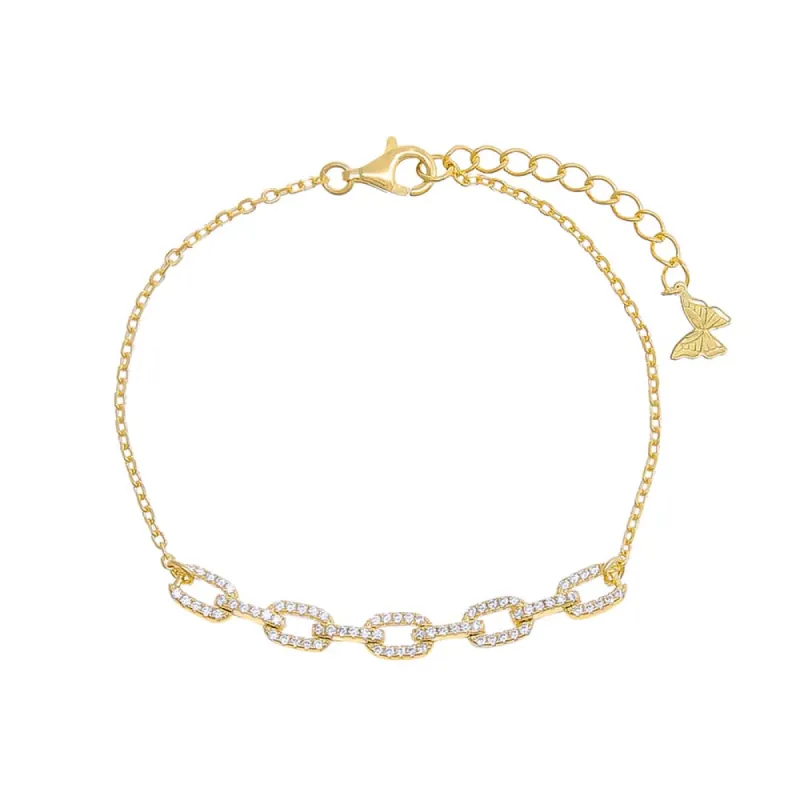 Pavé Boxed Link Chain Bracelet sold by Adina Eden's