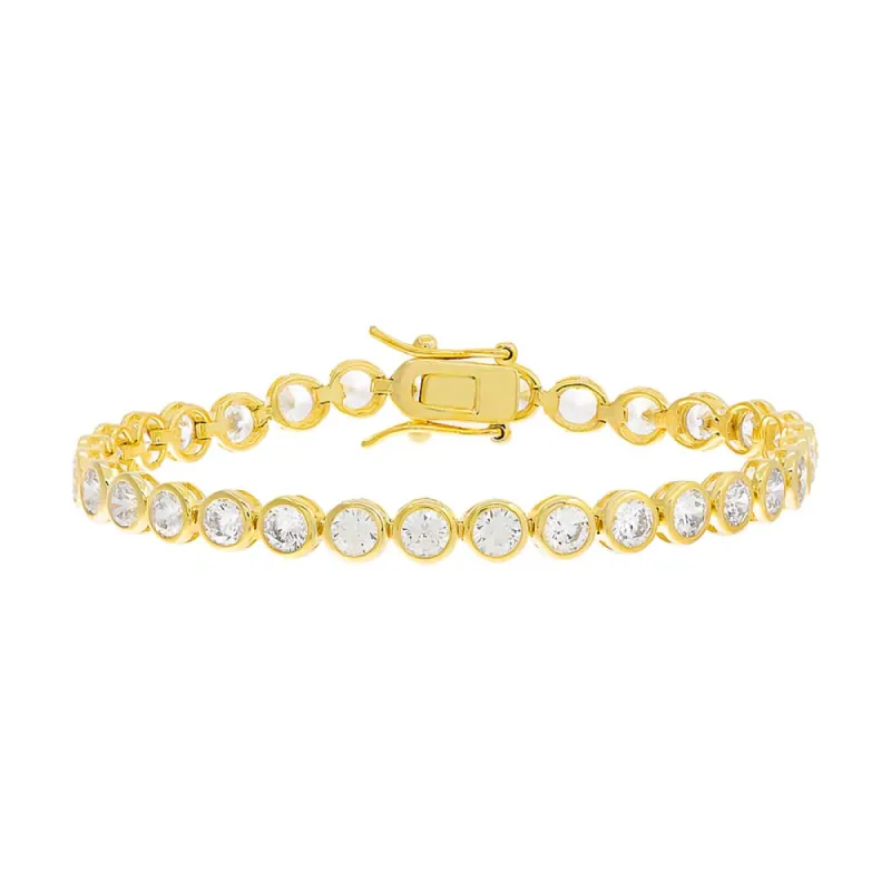 Round Bezel-Set Tennis Bracelet sold by Adina Eden's