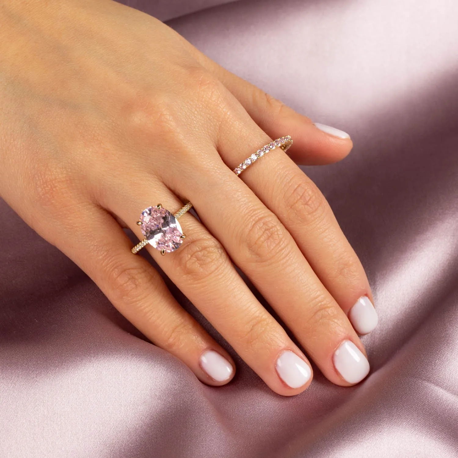 Colored Oval Pavé Ring sold by Adina Eden's product image thumbnail 4