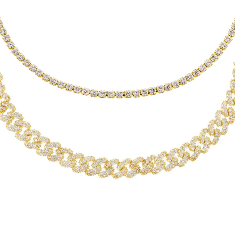 Pavé Chain X Tennis Anklet Combo Set sold by Adina Eden's