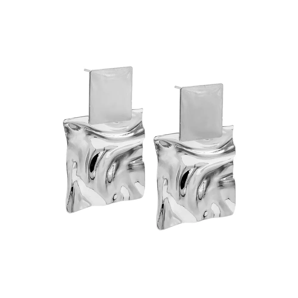 Chunky Fluid Double Square Drop Stud Earring sold by Adina Eden's product image thumbnail 3