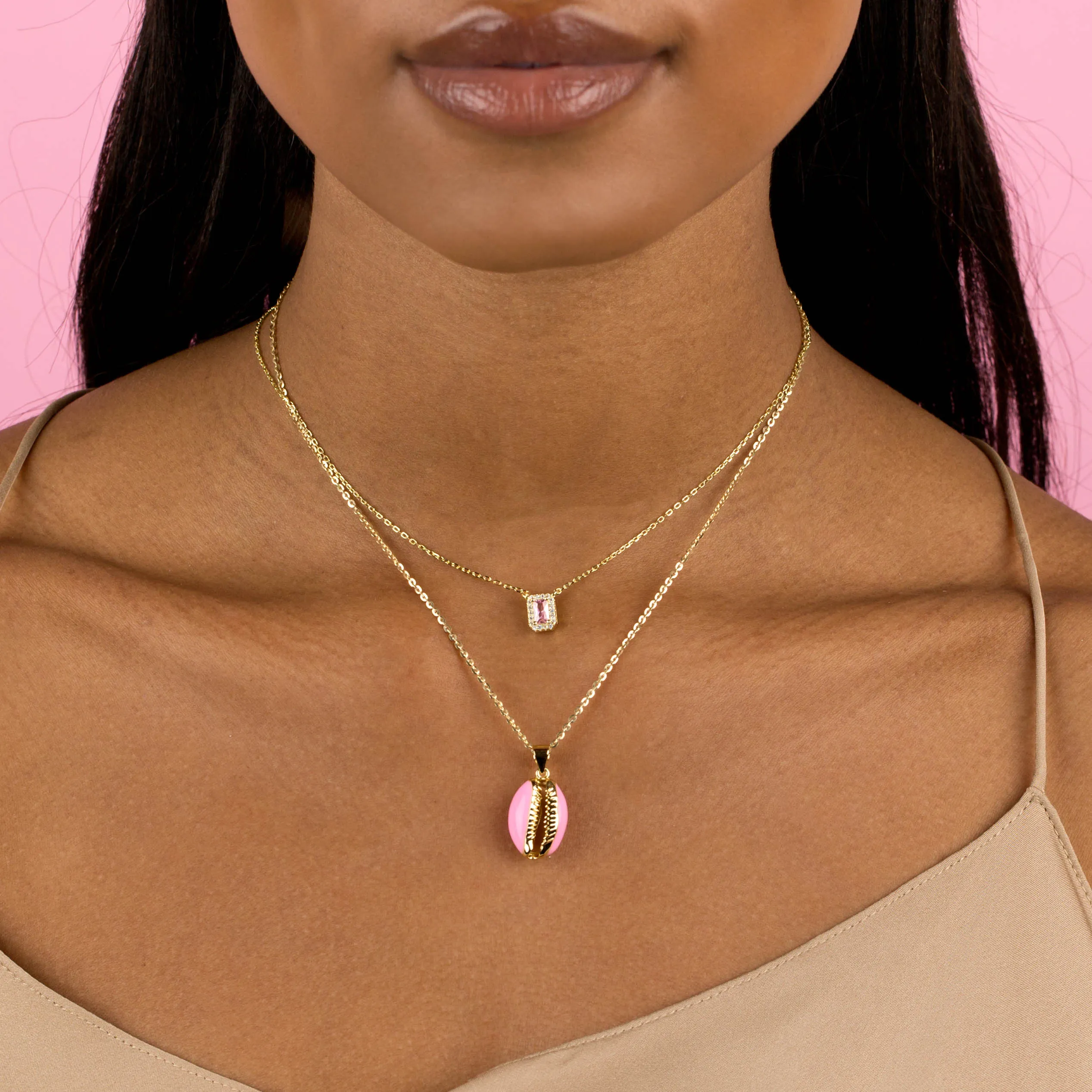 CZ Pink Illusion Baguette Necklace sold by Adina Eden's product image thumbnail 2
