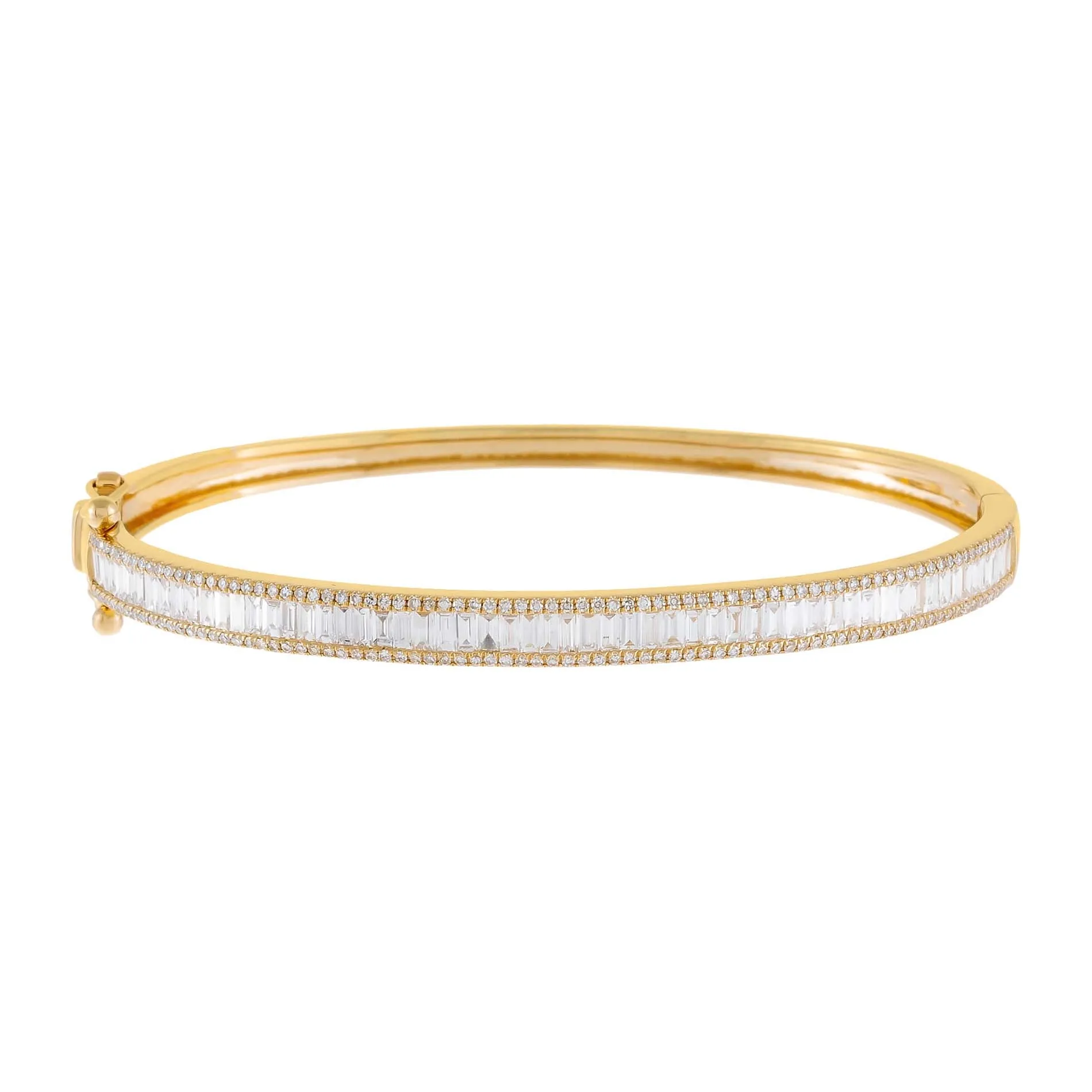 Diamond Pavé X Baguette Bangle 14K sold by Adina Eden's